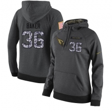 NFL Women's Nike Arizona Cardinals #36 Budda Baker Stitched Black Anthracite Salute to Service Player Performance Hoodie