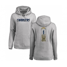Football Women's Los Angeles Chargers #1 Ty Long Ash Backer Pullover Hoodie