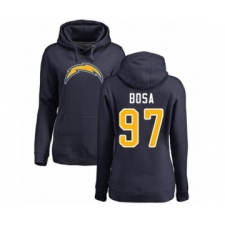 Football Women's Los Angeles Chargers #97 Joey Bosa Navy Blue Name & Number Logo Pullover Hoodie