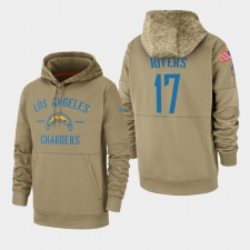 Men's Los Angeles Chargers #17 Philip Rivers 2019 Salute to Service Sideline Therma Pullover Hoodie - Tan