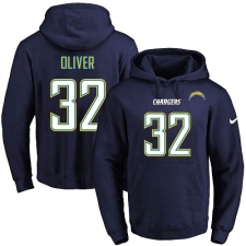 NFL Men's Nike Los Angeles Chargers #32 Branden Oliver Navy Blue Name & Number Pullover Hoodie