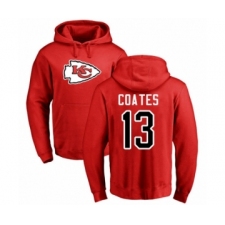 Football Kansas City Chiefs #13 Sammie Coates Red Name & Number Logo Pullover Hoodie