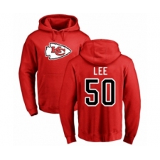 Football Kansas City Chiefs #50 Darron Lee Red Name & Number Logo Pullover Hoodie