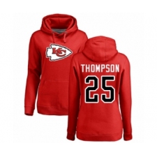 Football Women's Kansas City Chiefs #25 Darwin Thompson Red Name & Number Logo Pullover Hoodie