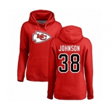 Football Women's Kansas City Chiefs #38 Dontae Johnson Red Name & Number Logo Pullover Hoodie
