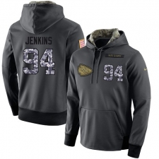 NFL Men's Nike Kansas City Chiefs #94 Jarvis Jenkins Stitched Black Anthracite Salute to Service Player Performance Hoodie