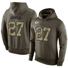 NFL Nike Kansas City Chiefs #27 Larry Johnson Green Salute To Service Men's Pullover Hoodie