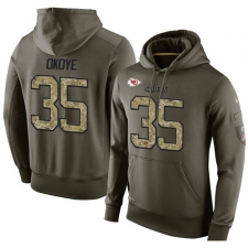 NFL Nike Kansas City Chiefs #35 Christian Okoye Green Salute To Service Men's Pullover Hoodie