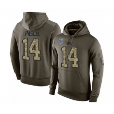 Football Indianapolis Colts #14 Zach Pascal Green Salute To Service Men's Pullover Hoodie