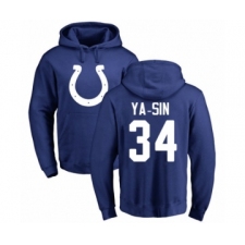 Football Indianapolis Colts #34 Rock Ya-Sin Royal Blue Name & Number Logo Pullover Hoodie