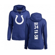 Football Women's Indianapolis Colts #34 Rock Ya-Sin Royal Blue Backer Pullover Hoodie
