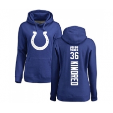 Football Women's Indianapolis Colts #36 Derrick Kindred Royal Blue Backer Pullover Hoodie