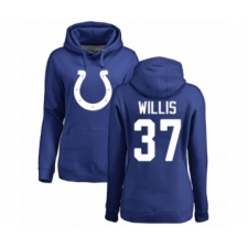 Football Women's Indianapolis Colts #37 Khari Willis Royal Blue Name & Number Logo Pullover Hoodie