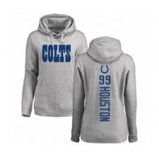 Football Women's Indianapolis Colts #99 Justin Houston Ash Backer Pullover Hoodie