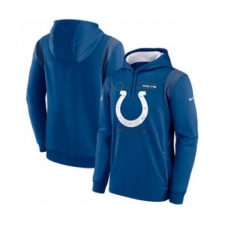 Men's Indianapolis Colts 2021 Royal Sideline Logo Performance Pullover Hoodie