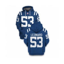 Men's Indianapolis Colts #53 Darius Leonard 2021 Blue Pullover Football Hoodie