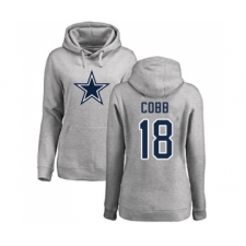 Football Women's Dallas Cowboys #18 Randall Cobb Ash Name & Number Logo Pullover Hoodie