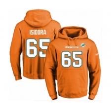 Football Men's Miami Dolphins #65 Danny Isidora Orange Name & Number Pullover Hoodie