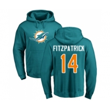 Football Miami Dolphins #14 Ryan Fitzpatrick Aqua Green Name & Number Logo Pullover Hoodie