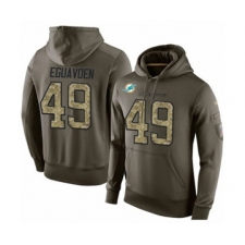 Football Miami Dolphins #49 Sam Eguavoen Green Salute To Service Men's Pullover Hoodie