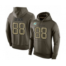 Football Miami Dolphins #88 Mike Gesicki Green Salute To Service Men's Pullover Hoodie