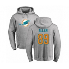 Football Miami Dolphins #89 Dwayne Allen Ash Name & Number Logo Pullover Hoodie