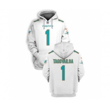 Men's Miami Dolphins #1 Tua Tagovailoa 2021 White Pullover Football Hoodie