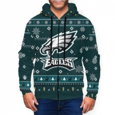 Eagles Team Christmas Ugly Men's Zip Hooded Sweatshirt