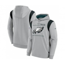 Men's Philadelphia Eagles 2021 Gray Sideline Logo Performance Pullover Hoodie