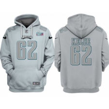 Men's Philadelphia Eagles #62 Jason Kelce Gray Atmosphere Fashion Super Bowl LVII Patch Pullover Hoodie