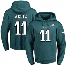 NFL Men's Nike Philadelphia Eagles #11 Carson Wentz Green Name & Number Pullover Hoodie