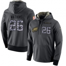 NFL Men's Nike Philadelphia Eagles #26 Jaylen Watkins Stitched Black Anthracite Salute to Service Player Performance Hoodie