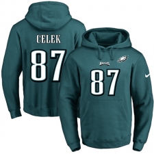 NFL Men's Nike Philadelphia Eagles #87 Brent Celek Green Name & Number Pullover Hoodie