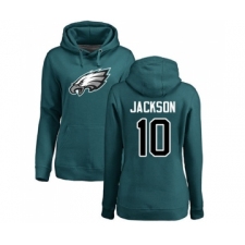 Women's Philadelphia Eagles #10 DeSean Jackson Green Name & Number Logo Pullover Hoodie