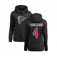 Football Women's Atlanta Falcons #4 Giorgio Tavecchio Black Name & Number Logo Pullover Hoodie