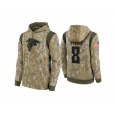 Men's Atlanta Falcons #8 Kyle Pitts Camo 2021 Salute To Service Therma Performance Pullover Football Hoodie