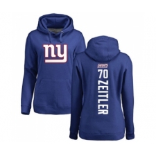 Football Women's New York Giants #70 Kevin Zeitler Royal Blue Backer Pullover Hoodie
