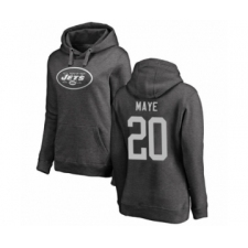 Football Women's New York Jets #20 Marcus Maye Ash One Color Pullover Hoodie