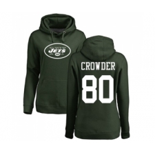 Football Women's New York Jets #80 Jamison Crowder Green Name & Number Logo Pullover Hoodie