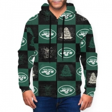 Jets Team Ugly Christmas Men's Zip Hooded Sweatshirt