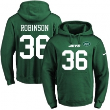 NFL Men's Nike New York Jets #36 Rashard Robinson Green Name & Number Pullover Hoodie