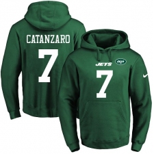 NFL Men's Nike New York Jets #7 Chandler Catanzaro Elite Green Name & Number Pullover Hoodie
