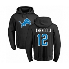 Football Detroit Lions #12 Danny Amendola Black Name & Number Logo Pullover Hoodie