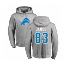 Football Detroit Lions #83 Jesse James Ash Name & Number Logo Pullover Hoodie