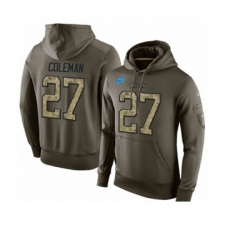 Football Men's Detroit Lions #27 Justin Coleman Green Salute To Service Pullover Hoodie