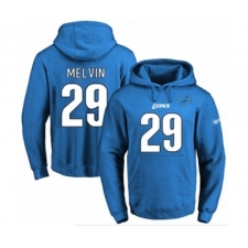 Football Men's Detroit Lions #29 Rashaan Melvin Blue Name & Number Pullover Hoodie