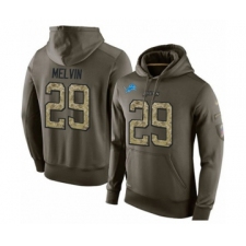Football Men's Detroit Lions #29 Rashaan Melvin Green Salute To Service Pullover Hoodie