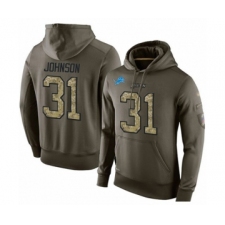 Football Men's Detroit Lions #31 Ty Johnson Green Salute To Service Pullover Hoodie