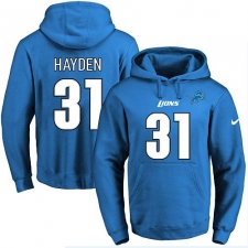 NFL Men's Nike Detroit Lions #31 D.J. Hayden Blue Name & Number Pullover Hoodie
