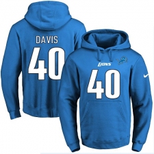 NFL Men's Nike Detroit Lions #40 Jarrad Davis Blue Name & Number Pullover Hoodie